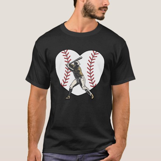 Baseball Heart Batter Hitter Baseball Player Fan C T-Shirt (Vorderseite)