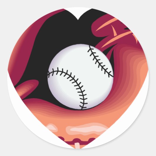 Baseball Heart Runder Aufkleber (Vorderseite)