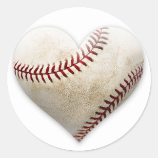 Baseball Heart Runder Aufkleber