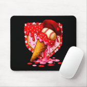 Baseball Heart Valentine Baseball Ice Cream Drip B Mousepad (Mit Mouse)