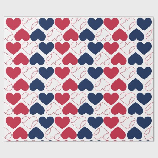 Baseball Heart Wrapping Paper Geschenkpapier (Flach)