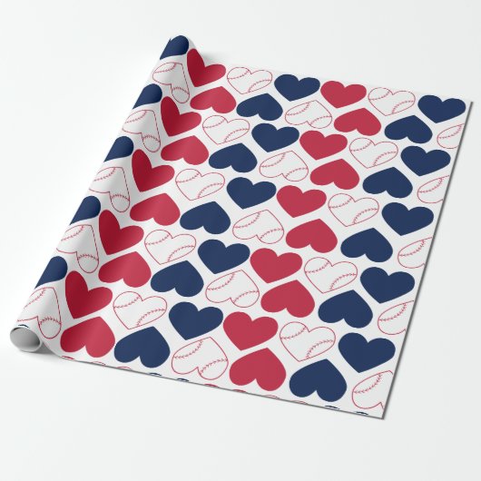 Baseball Heart Wrapping Paper Geschenkpapier (Ungerollt)