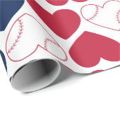 Baseball Heart Wrapping Paper Geschenkpapier (Rolleneckpunkt)