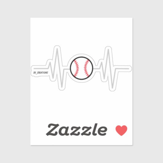 Baseball Heartbeat Aufkleber (Blatt)