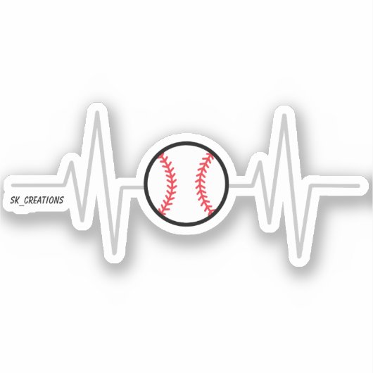 Baseball Heartbeat Aufkleber (Vorderseite)