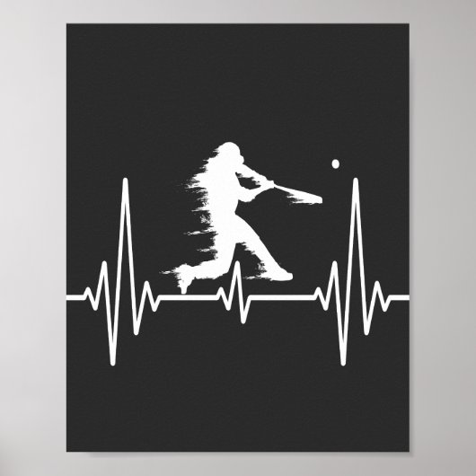 Baseball Heartbeat lustige Baseball-Spieler Poster (Vorne)