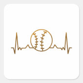 Baseball Heartbeat Quadratischer Aufkleber (Vorderseite)