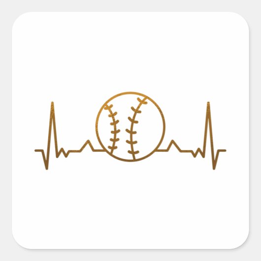 Baseball Heartbeat Quadratischer Aufkleber (Vorderseite)