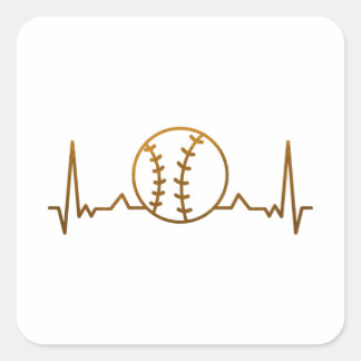 Baseball Heartbeat Quadratischer Aufkleber