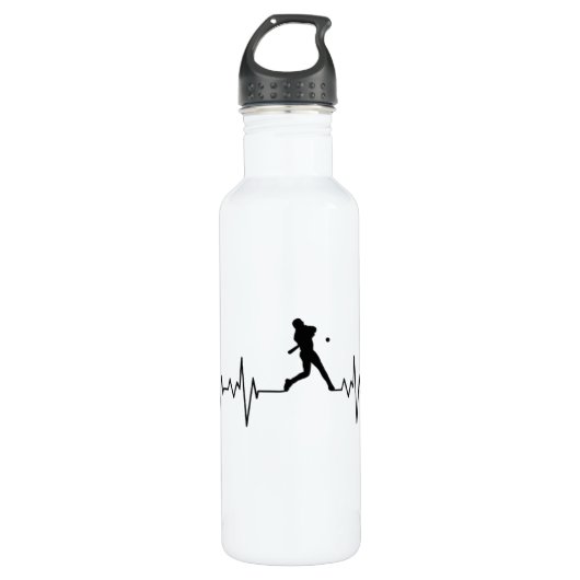 Baseball Heartbeat Wasserflasche Edelstahlflasche (Vorderseite)