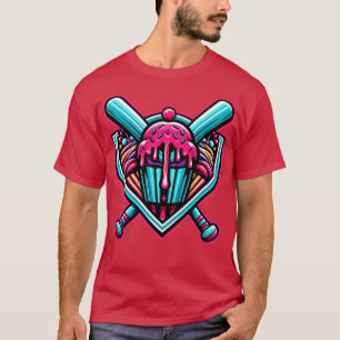 Baseball-Heim-Sozialclub für Jungen süße Eiscreme T-Shirt