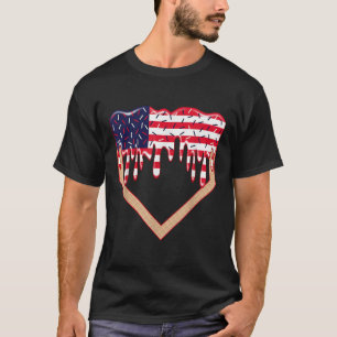 Baseball-Heimplate-Tropf-Jungen-Eiscreme-US-Flagge T-Shirt