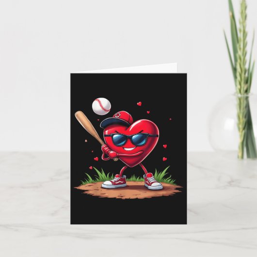 Baseball Herz Funny Valentinstag Design Baseball Karte (Vorderseite)
