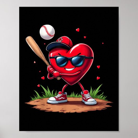 Baseball Herz Funny Valentinstag Design Baseball Poster (Vorne)