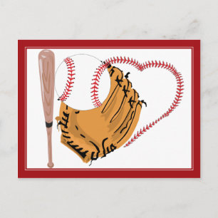 Baseball-Herz und -Text Postkarte