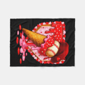 Baseball Herz Valentinstag Baseball Eiscreme Tropf Fleecedecke (Vorderseite (Horizontal))