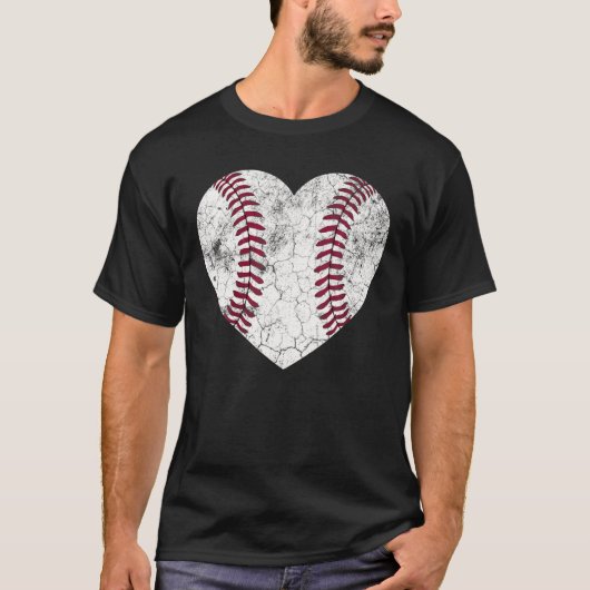 Baseball Herzspass Mama Vater Männer Softball Ehef T-Shirt (Vorderseite)