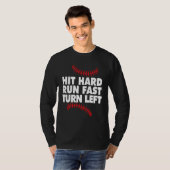 Baseball hit hard run fast turn left T-Shirt (Vorne ganz)