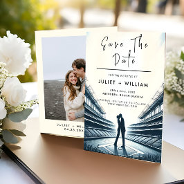 Baseball-Hochzeit im Team Ball Field Pitch Save The Date
