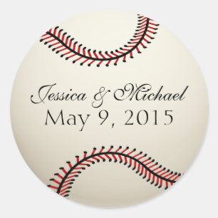 Baseball-Hochzeit Runder Aufkleber
