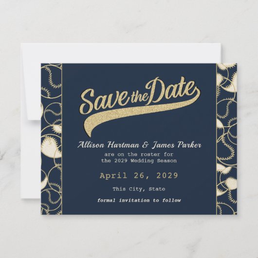 Baseball-Hochzeit speichern Sie das Datum Save The Date (Vorderseite)