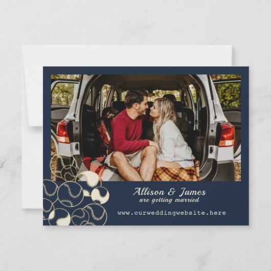 Baseball-Hochzeit speichern Sie das Datum Save The Date (Rückseite)