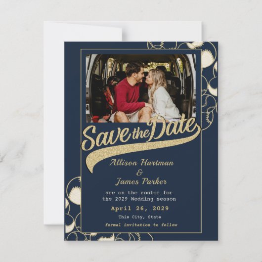 Baseball-Hochzeit speichern Sie das Datum Save The Date (Vorderseite)