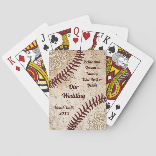 Baseball-Hochzeitsgeschenke oder Baseball-Hochzeit Spielkarten (Rückseite)