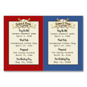 Baseball-Hochzeitskarten Tischnummer (Rückseite)