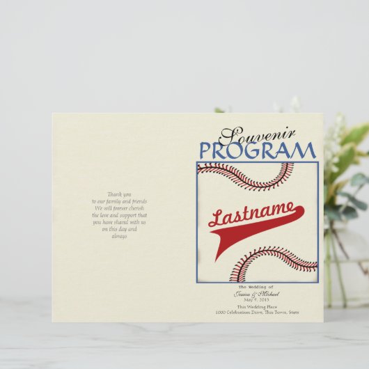 Baseball-Hochzeitsprogramm (Stehend Vorderseite)