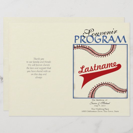 Baseball-Hochzeitsprogramm (Vorne/Hinten)