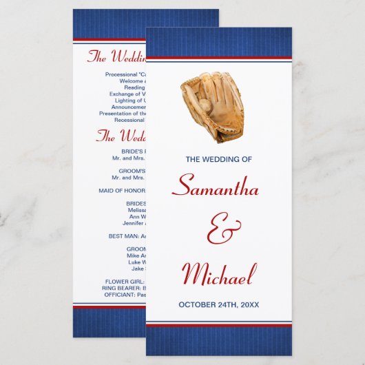 Baseball-Hochzeitsprogramm Programm (Vorne/Hinten)