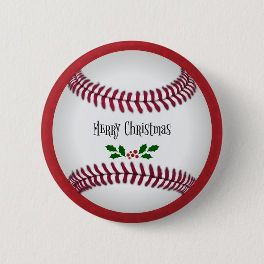 Baseball Holiday Design, Frohe Weihnachten Button (Vorderseite)