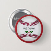 Baseball Holiday Design, Frohe Weihnachten Button (Vorne & Hinten)