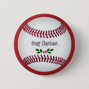 Baseball Holiday Design, Frohe Weihnachten Button