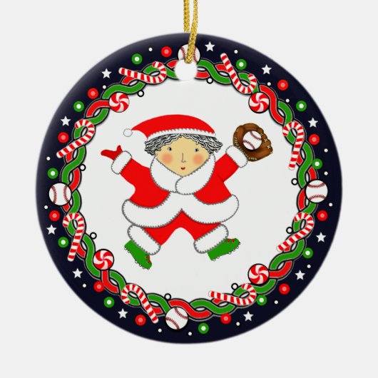 Baseball Holiday Keramik Keramik Ornament (Vorne)