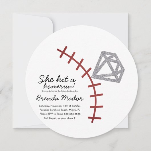 Baseball Homerun Diamond Gem Brautparty laden Save The Date (Vorderseite)