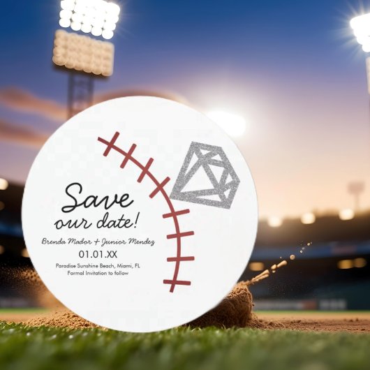 Baseball Homerun Diamond Gem Save The Date