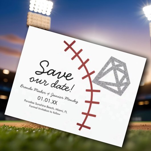 Baseball Homerun Diamond Gem Save the Date Ankündigungspostkarte