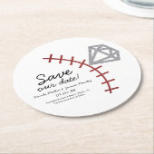 Baseball Homerun Diamond Gem Save the Date Runder Pappuntersetzer (Angewinkelt)