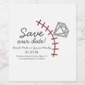 Baseball Homerun Diamond Gem Save the Date Weinetikett (Einzelnes Label)