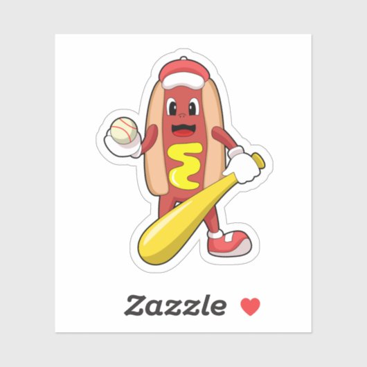 Baseball-Hotdog mit Baseball-Fledermaus Aufkleber (Blatt)