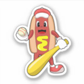 Baseball-Hotdog mit Baseball-Fledermaus Aufkleber (Vorderseite)