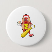 Baseball-Hotdog mit Baseball-Fledermaus Button (Vorderseite)