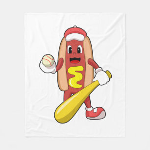 Baseball-Hotdog mit Baseball-Fledermaus Fleecedecke
