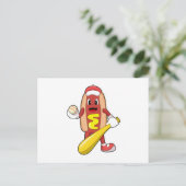Baseball-Hotdog mit Baseball-Fledermaus Postkarte (Stehend Vorderseite)