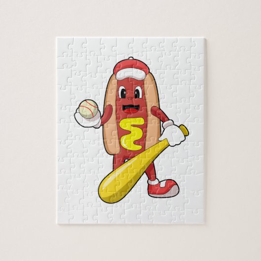 Baseball-Hotdog mit Baseball-Fledermaus Puzzle (Vertikal)