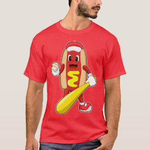 Baseball-Hotdog mit Baseball-Fledermaus T-Shirt
