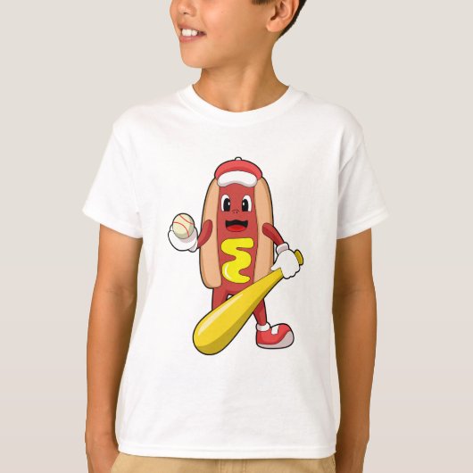 Baseball-Hotdog mit Baseball-Fledermaus T-Shirt (Vorderseite)