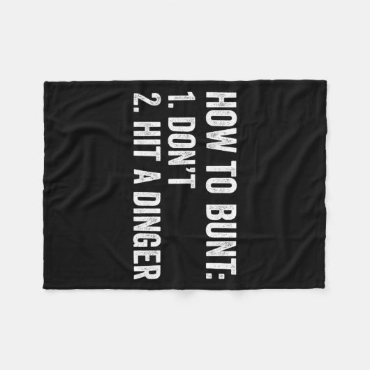 Baseball Humor How To Bunt Don't Hit A Dinger Funn Fleecedecke (Vorderseite (Horizontal))
